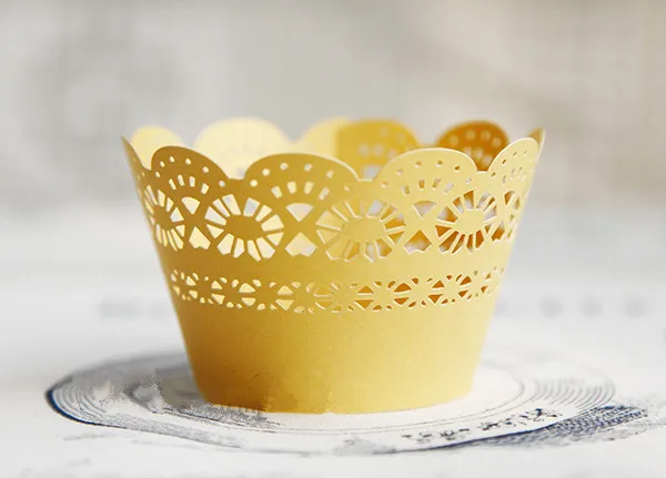 

Free shipping pearl paper cup cake wrapper gold lace flower decoration paper muffin wrappers birthday wedding party favors