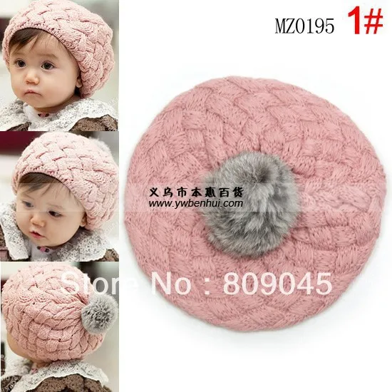 

Winter warm knitted hats for boy/girl/kits hats infants caps beanine for chilldren Ear protection-Apple baby beretMZ0195-2pcs