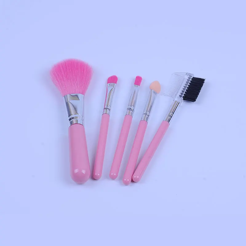 Розовый цвет Пластик ручка Материал 5 шт. наборы кистей для макияжа лица кисти