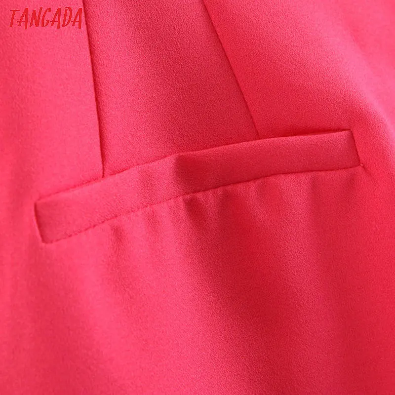 Tangada, женский розовый костюм, брюки с карманами, на молнии, женские офисные костюмы, длинные штаны, корейский стиль, женские брюки, SL302