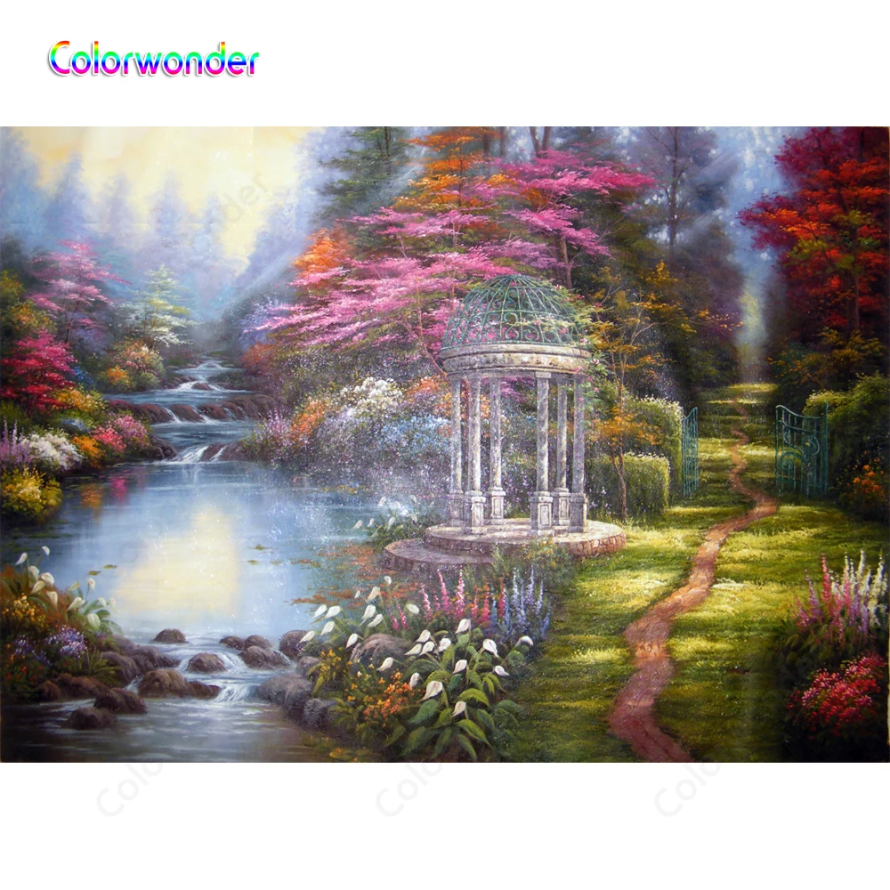 Виниловый фон для фотосъемки с изображением природного леса и бассейна|Фон