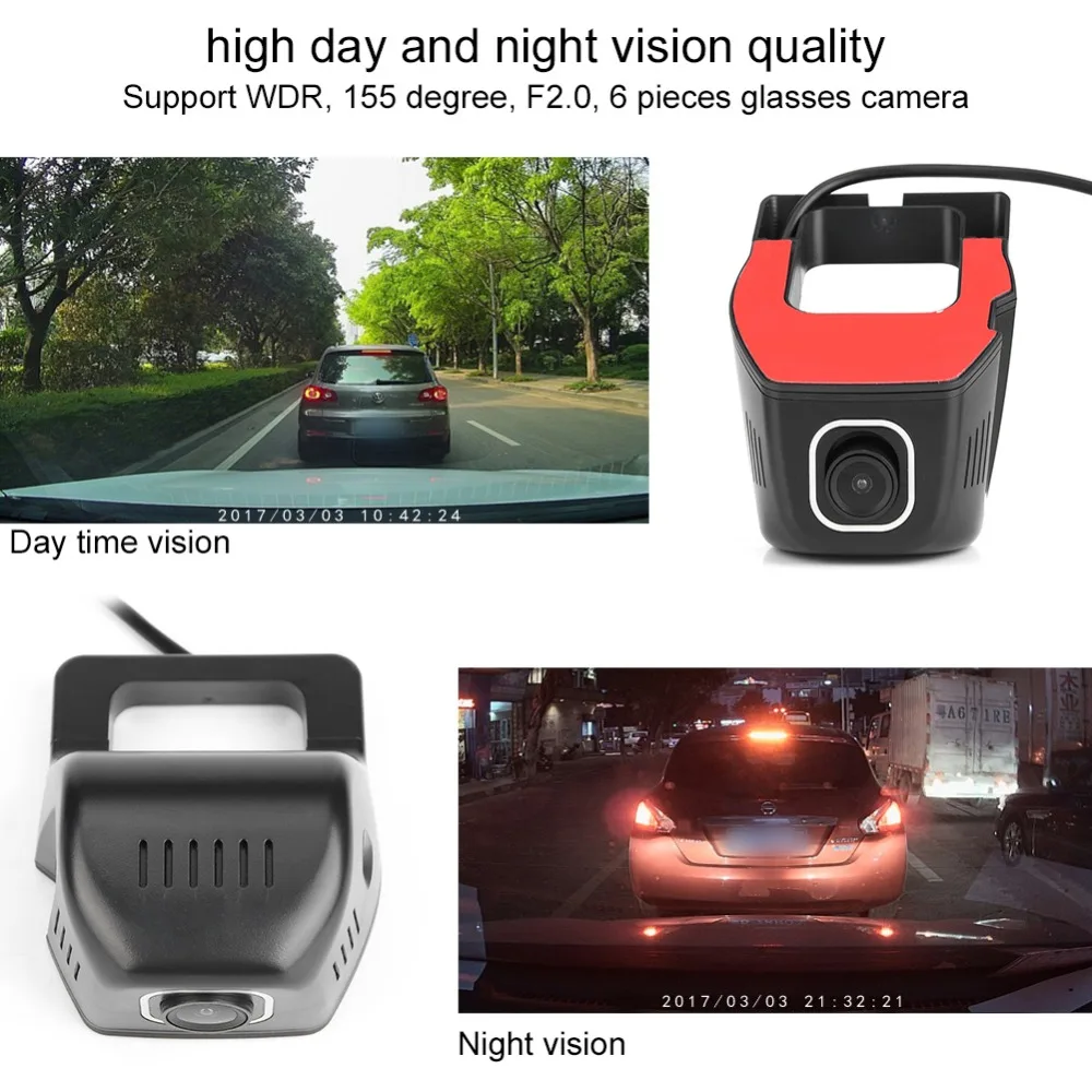 Автомобильный видеорегистратор мини Wifi Full HD 1080 P с ночной версией управление