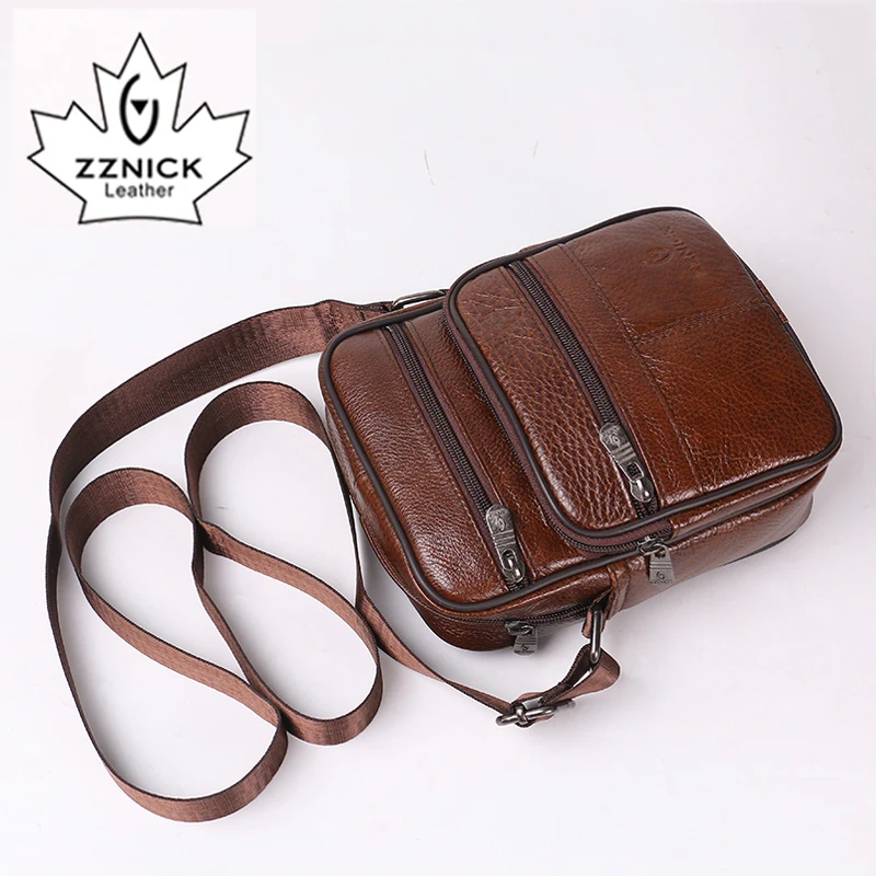 Genuine Leather Men Messenger Bags Designer Handbags High Quality Men's Bag Cowhide Male Shoulder Cross Body Bag for Man zznick
