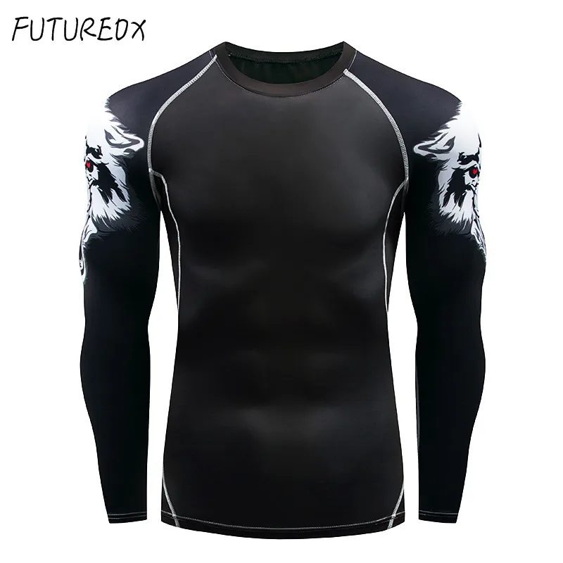 Компрессионная рубашка с головой волка тактическая Рашгард для MMA union мужская