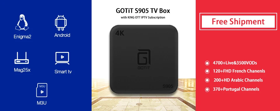 GOTiT King Отт IP tv французский арабский Португалия Magnum IP tv подписка для Испании португальский ХХХ ТВ Поддержка M3u Enigma2 Smart tv Box