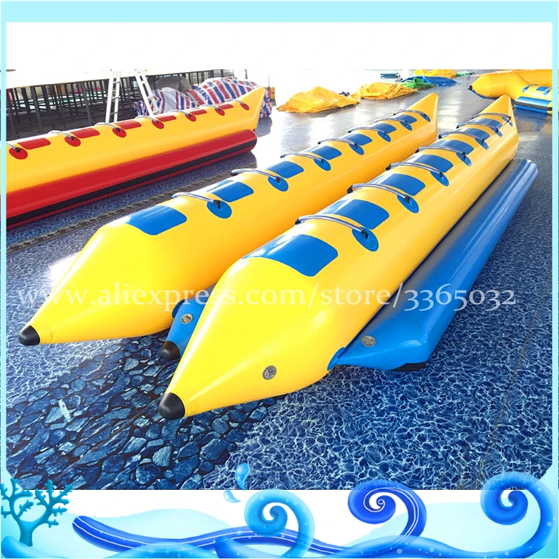 Изготовлению двойных труб 14 местный Банановая лодка акула форма надувной