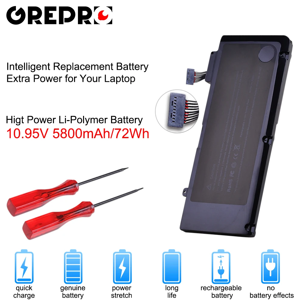 5800 mAh 72Wh A1322 A1278 ноутбука Батарея для Apple MacBook Pro 1" 2009 2010 2011 MB991LL/MB990LL/MB990J/MC700 MC724 MD313
