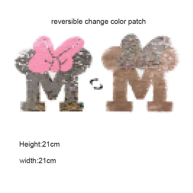 M бант буквы Реверсивный изменить цвет блёстки пришить патчи для одежды DIY патч