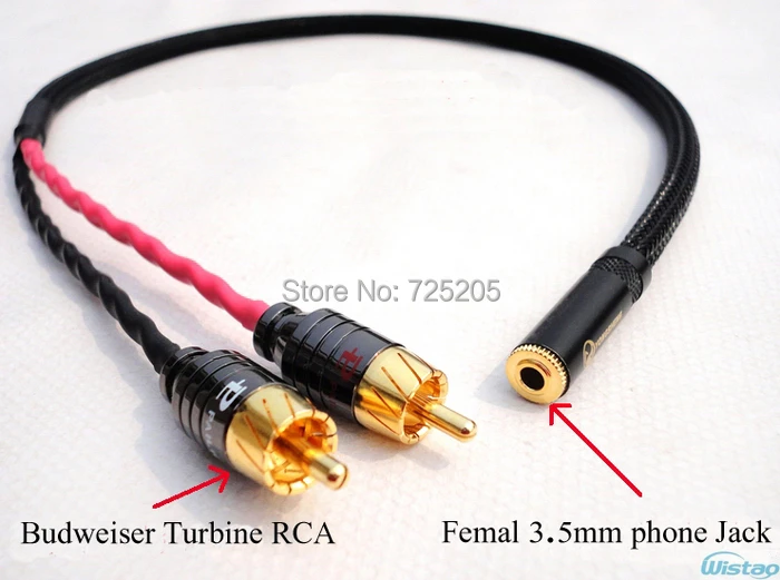 IWISTAO HIFI гнездо 3 5 мм до 2 RCA стерео кабель Budweiser Canare профессиональная Передача аудио