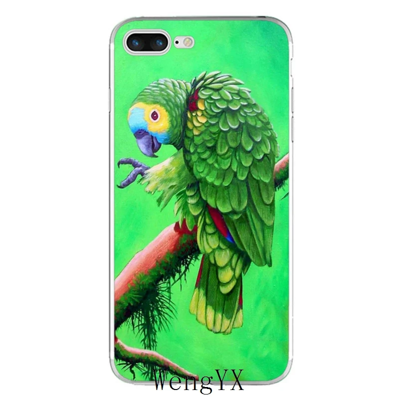 Зеленый попугаи Тонкий Силиконовый ТПУ мягкий чехол для iPhone X, 8, 8 plus, 7, 7 plus, 6 6s плюс 5 5S 5c SE 4 4S - Цвет: Parrot-Birds-A-01