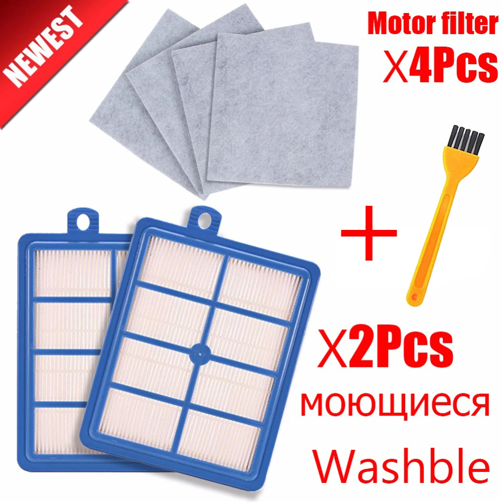 Washable 2PCS dust Hepa Filter H12 H13+4PCS Motor cotton filter for Philips Electrolux AEG Vacuum Cleaner replacement parts