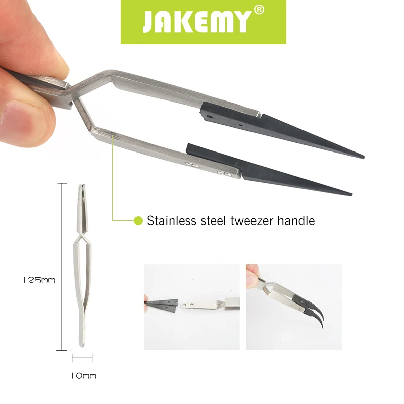 Jakemy TC-T10-12 Пинцет из нержавеющей стали пластиковые плоскогубцы высокоточные