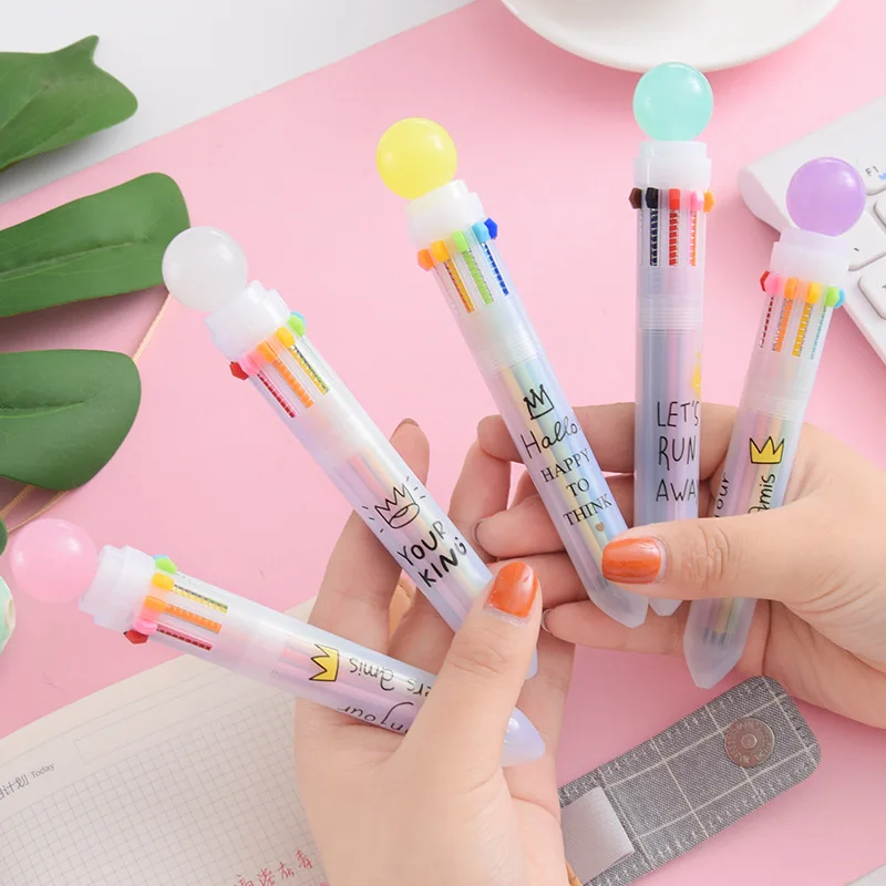 Kawaii многоцветная шариковая ручка Multi Функция 10 In1 карамельный цвет пресс