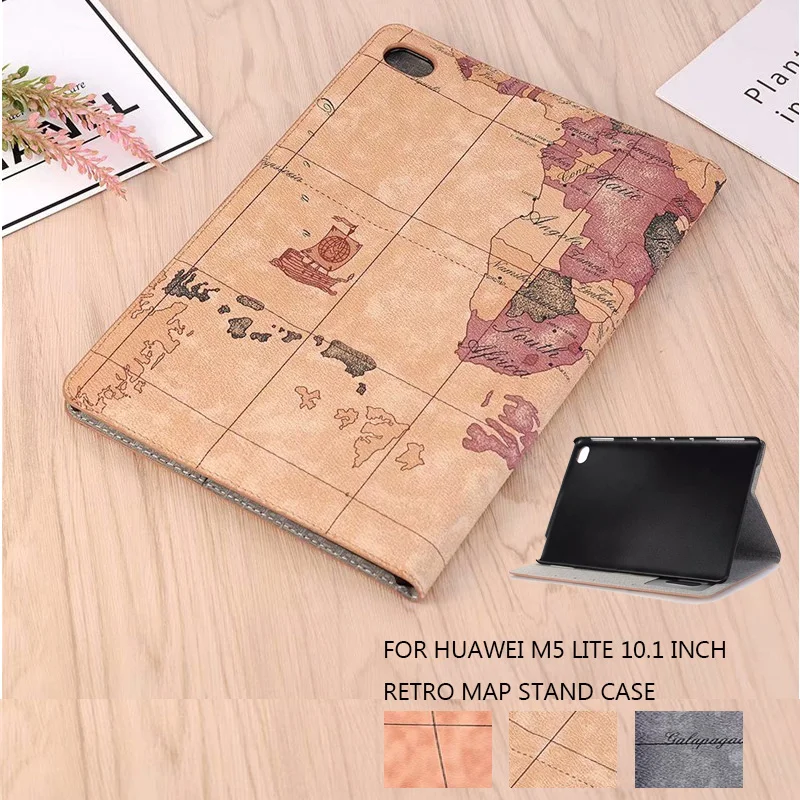 Для Huawei MediaPad M5 Lite 10 BAH2 W19/L09/W09 Чехол Ультра Тонкий Ретро Карта Pu кожаный умный чехол
