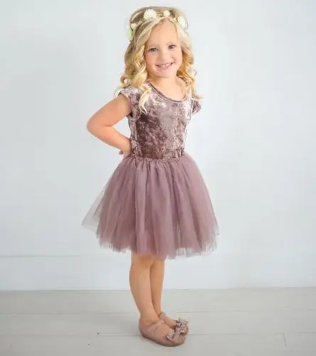 2018 New Summer Kids Baby Girl Princess Ligh Purple Velvet Dress Child Girls Wedding Pageant Party Tutu Tulles Dresses Clothes | Детская