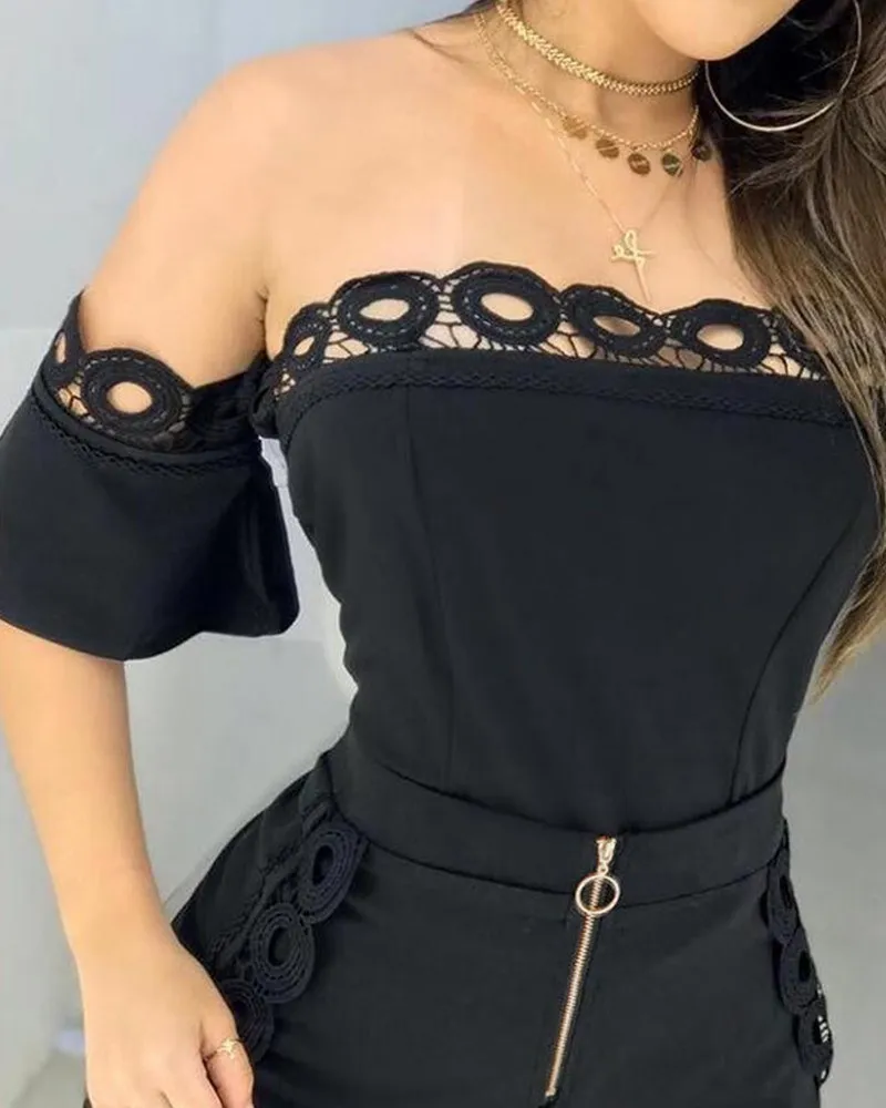 Женский кружевной топ с коротким рукавом и шорты комплект из двух предметов