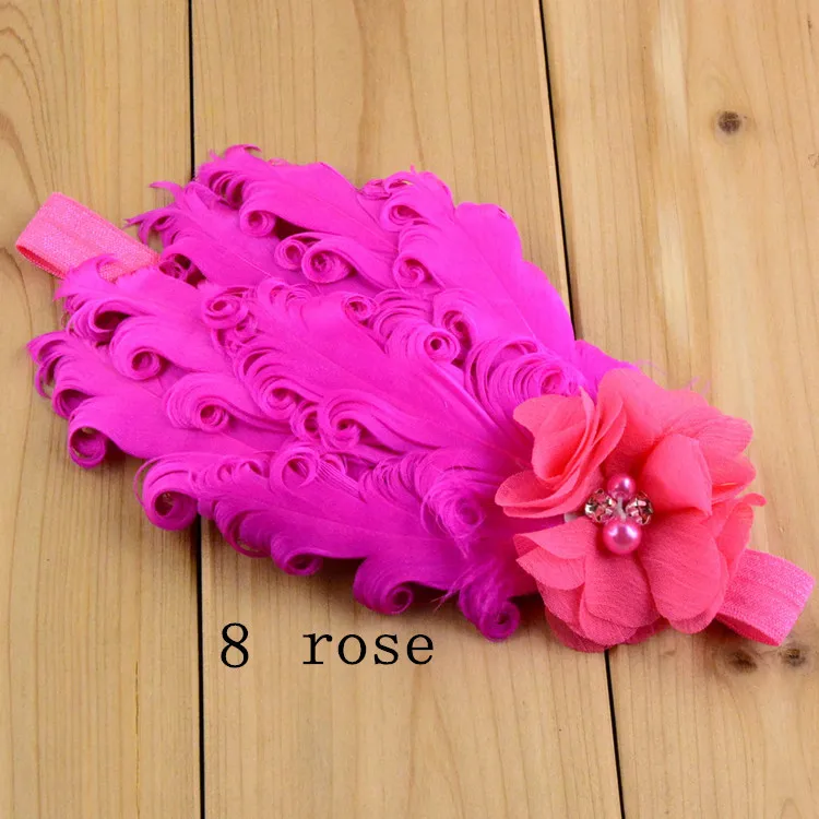 Повязки на голову с перьями повязки шифоновыми цветами для девочек 30 шт./лот