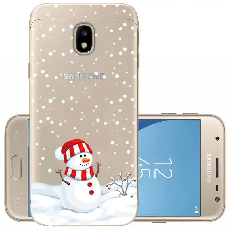 Прозрачный мягкий чехол из ТПУ с рождественским оленем Санта Клаусом для Samsung J3 J7