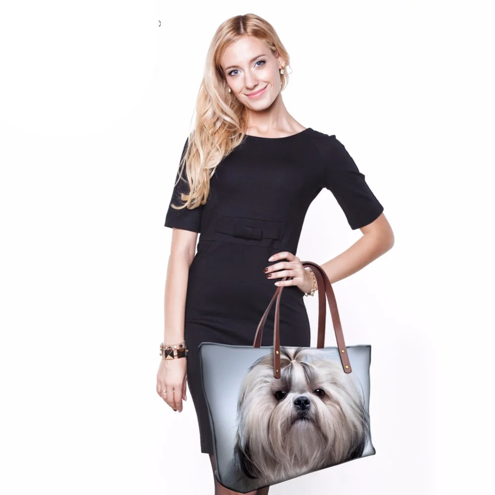 Новые женские сумки 3D Shih Tzu Dogs на плечо с животным принтом сумки-мессенджер