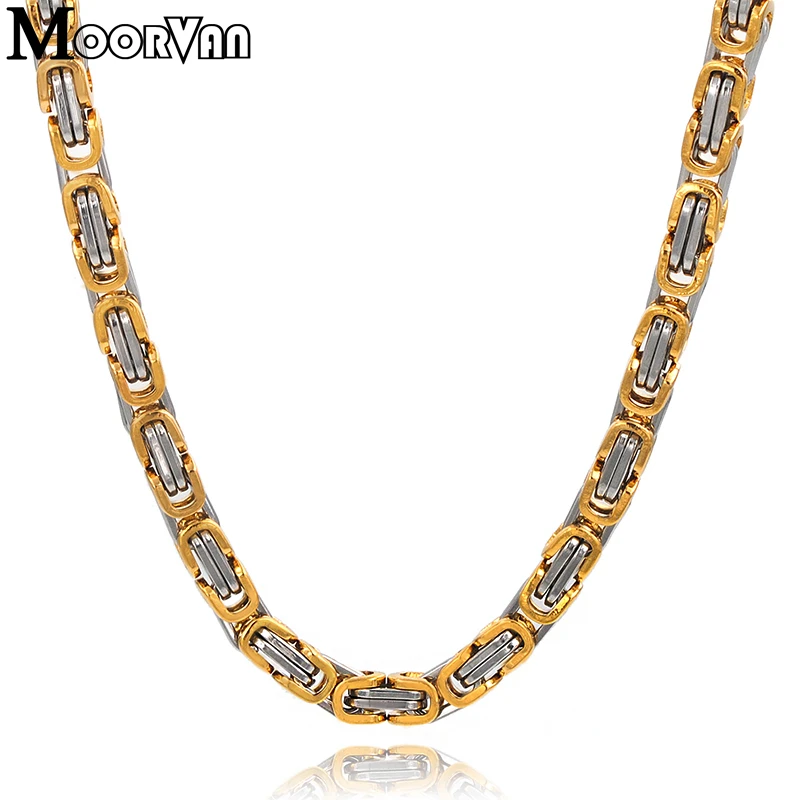 Moorvan, 55 см, 5,5 мм, Византийская Коробка, звенья, цепочка, ожерелье для мужчин,, нержавеющая сталь, ожерелье, Ретро стиль, для мальчиков, вечерние, ювелирное изделие, подарок, VN203