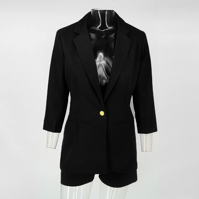 DRESSMECB комплект из двух предметов для женщин летние повседневные блестящие топ шорты Bodycon Женский комплект 2 шт. наряды леди официальные наборы - Цвет: Черный