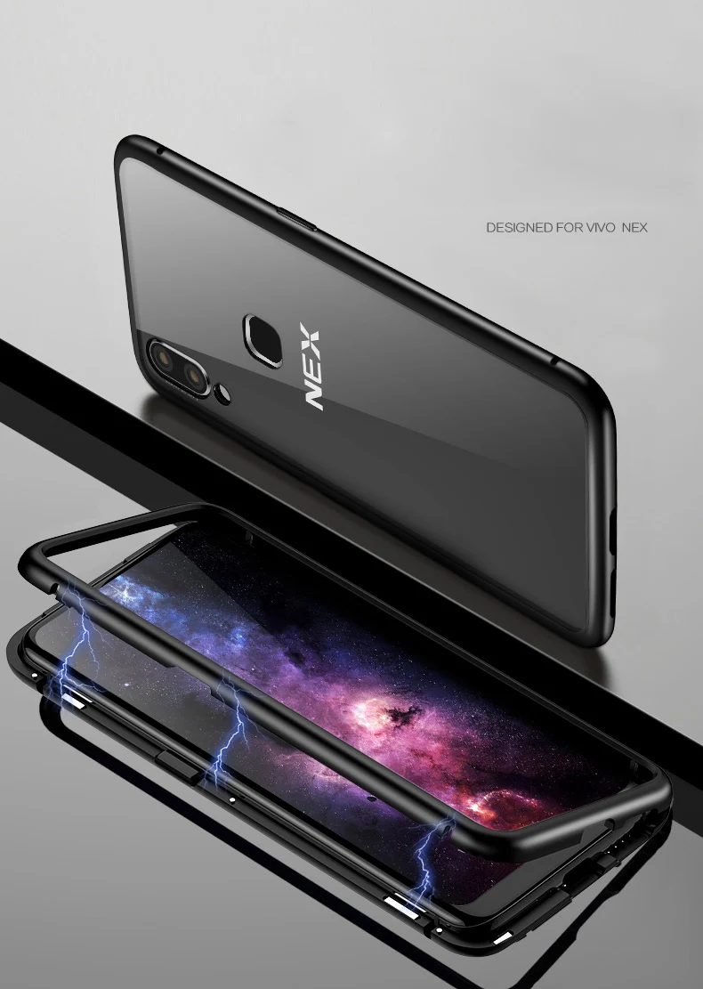 Магнитный откидной металлический бампер чехол для Vivo Nex адсорбционный защитный
