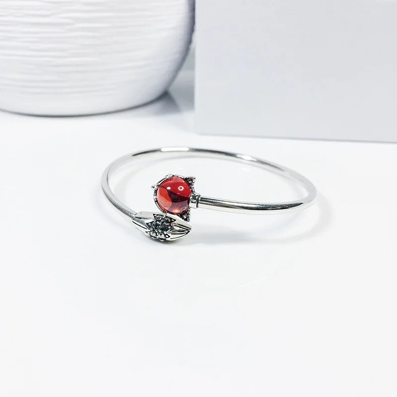 Stellgirl горячая распродажа винтажный Серебряный 925 Красный камень браслет с лисой открытый размер для женщин модные ювелирные изделия на продажу