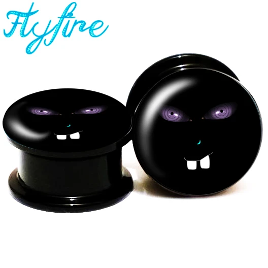 Пара природно глаз белые зубы логотип винт Fit уха калибр плоть тоннелей и пробки