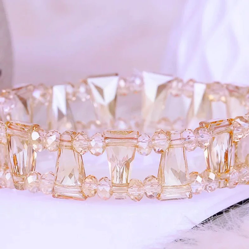 Женский браслет с бусинами цепочка из кристаллов Swarovski свадебные украшения