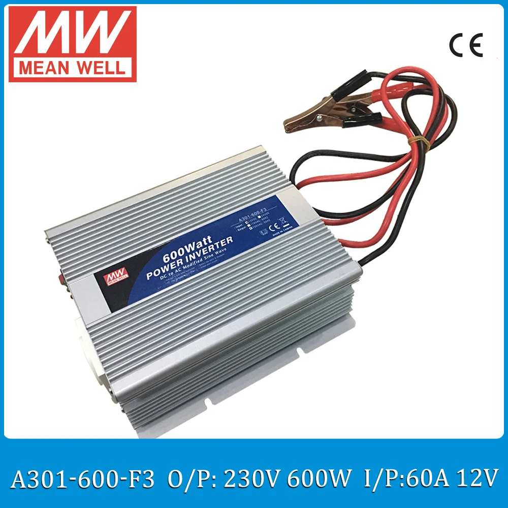 Original Meanwell A301-600-F3 60A 12VDC to 230VAC 600W Modified Sine Wave DC/AC Power Inverter Original Meanwell A301-600-F3 60A 12VDC to 230VAC 600W Modified Sine Wave DC/AC Power Inverter