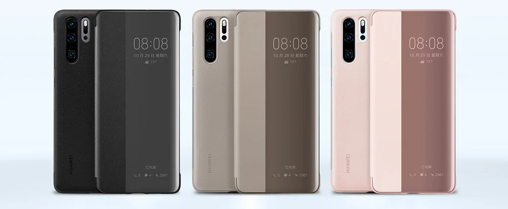 Чехол HUAWEI P30 Pro, официальный,, умный, прозрачный, флип-чехол из искусственной кожи, HUAWEI P30, роскошное покрытие для чехла, зеркальное, оконное покрытие