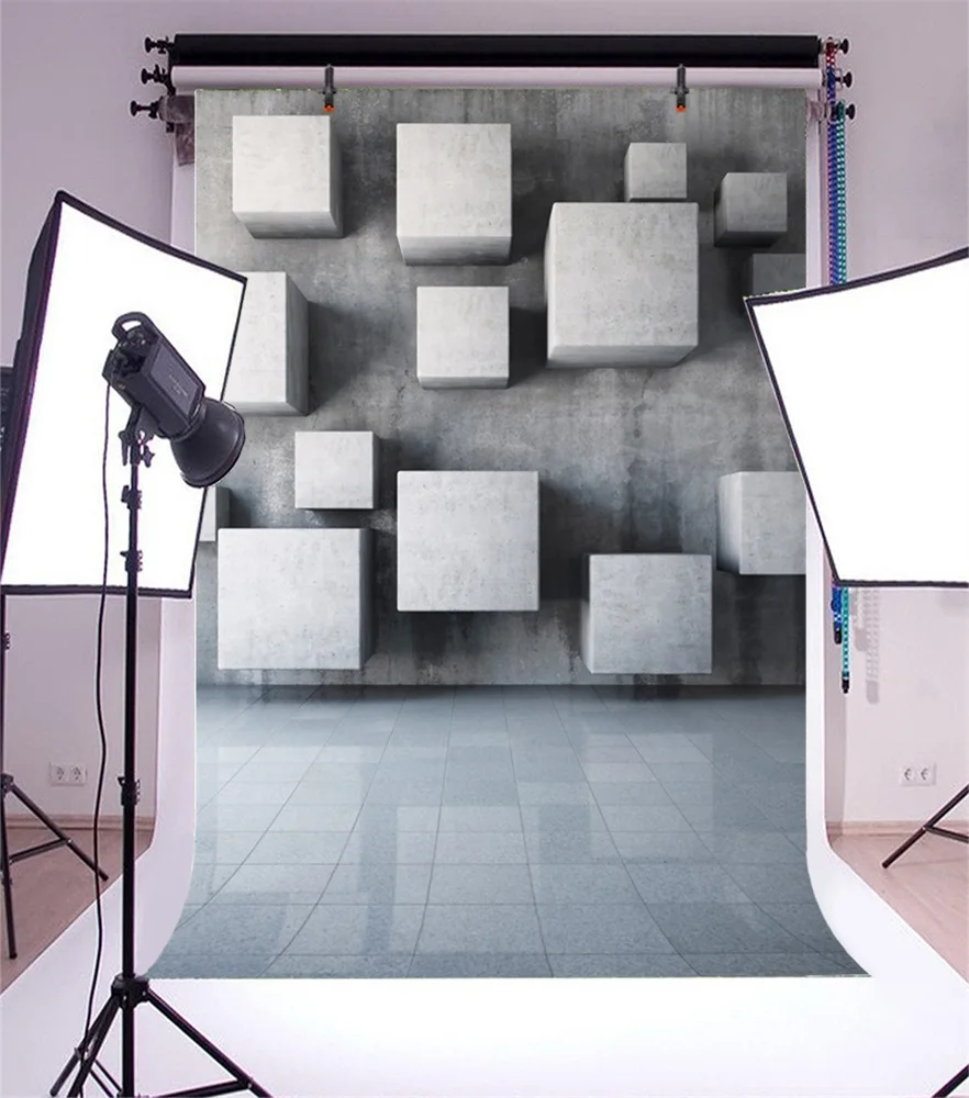 Laeacco 3D Space Marble Stone Brick Wall Blocks Portrait Baby Photography Backgrounds Photographic Backdrops For Photo Studio |