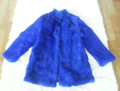 blue Пальто из натурального кроличьего меха, Женская куртка из кроличьего меха, длинное пальто из кроличьего меха, зимняя верхняя одежда, большие размеры, F679 - Цвет: blue