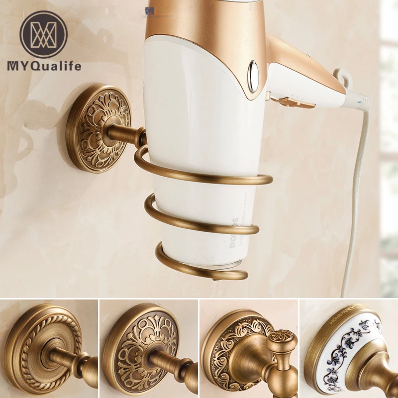 Настенный латунный держатель для фена ванной комнаты без смазывания|shelf wall|shelf