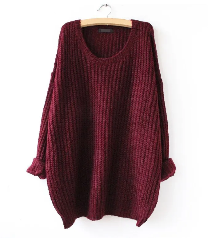 Autumn Fashion Women Solid Loose Pullovers Sweaters Long Casual O-Neck Candy Color Knitted Tops Oversized Sweater | Женская одежда
