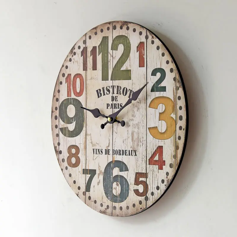 Новый Американский горячие настенные часы зал украшения стены дерево немой 0002 S |