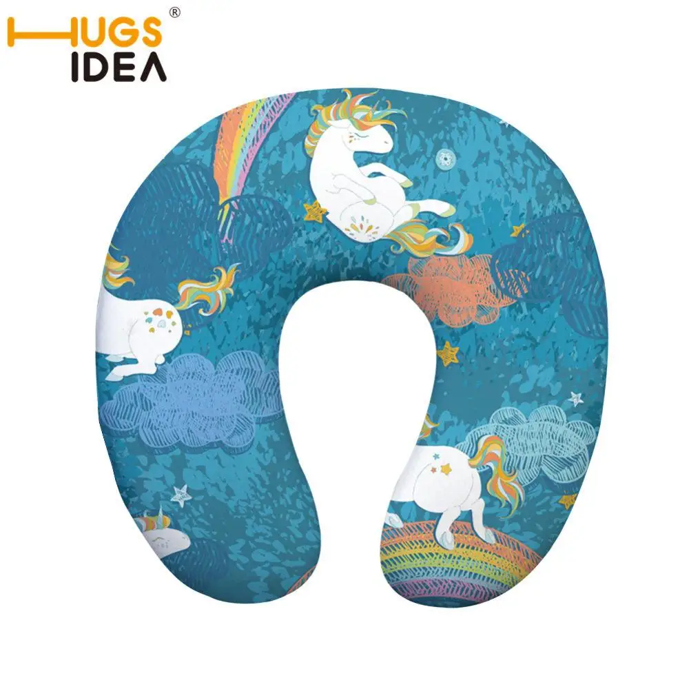 HUGSIDEA UnicornTravel подушка надувная подушка для шеи u-образная подушка для шеи из ПВХ стекающая Подушка поддержка полета путешествия - Цвет: L358CT