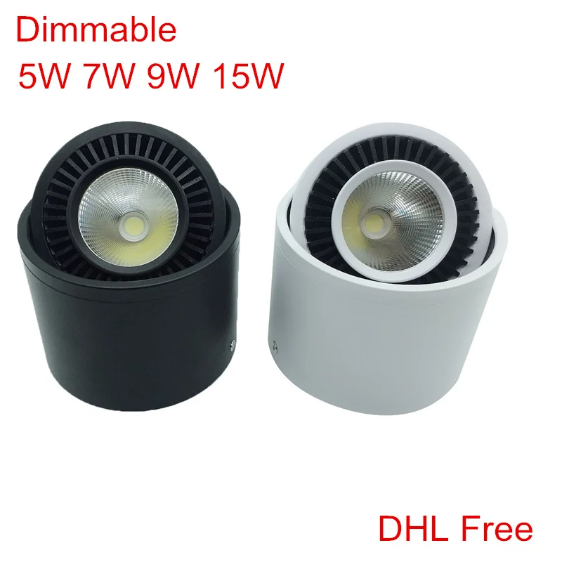 10pcs 5W 7W 9W 15W Dimmable Surface Mounted LED Downlight 360 Degree Ratation LED Indoor Ceiling Panel light DHL Free shipping