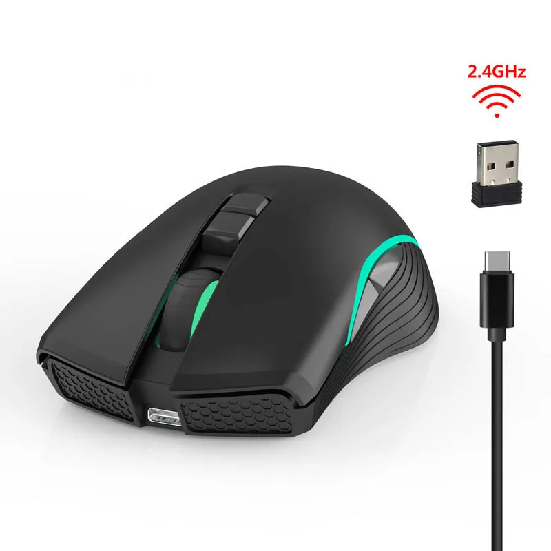 Горячая Распродажа 2 4G беспроводная мышь с подсветкой Type C перезаряжаемая Мыши