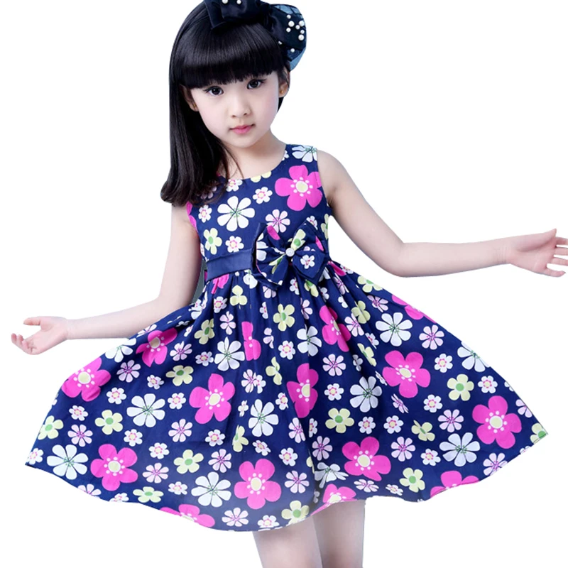 Летнее платье новинка 2019 повседневное хлопковое для девочек одежда без рукавов