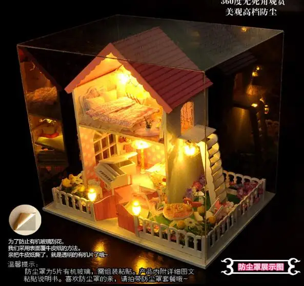 Кукольный дом с мебелью ручной работы деревянный diy подарки на день рождения 3D