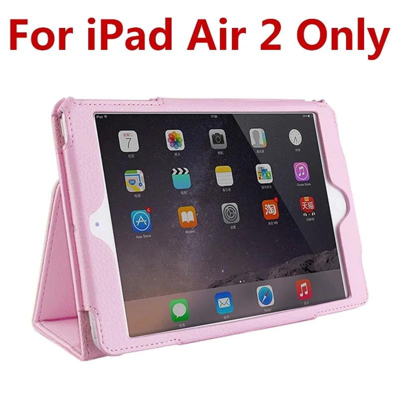 for Air 2 Pink Чехол для iPad Air 2, GARUNK, Матовый кожаный флип-чехол из личи, смарт-подставка, защитный чехол для iPad 2/3/4, iPad 6, Аксессуары для планшетов - Цвет: for Air 2 Pink