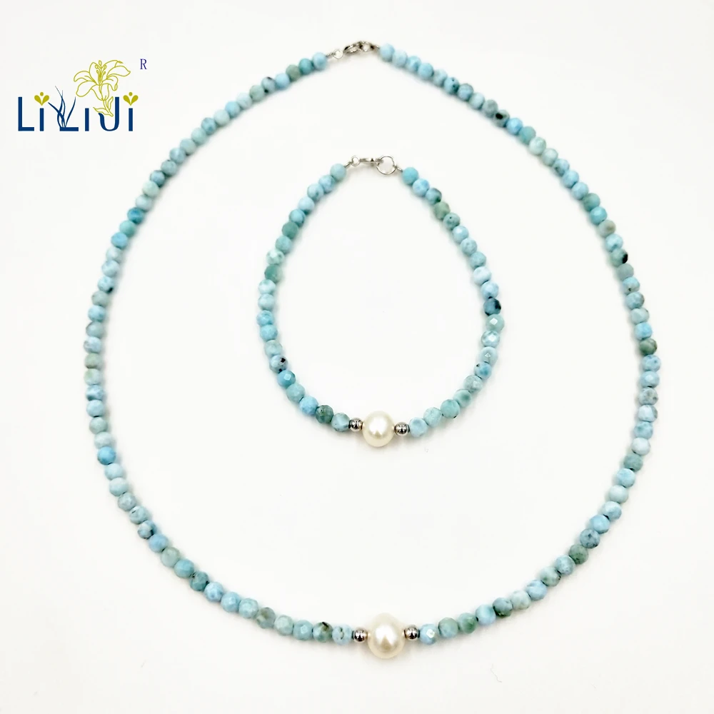 LiiJi уникальный натуральный камень синий Larimar 3 4 мм Круглые граненые бусы