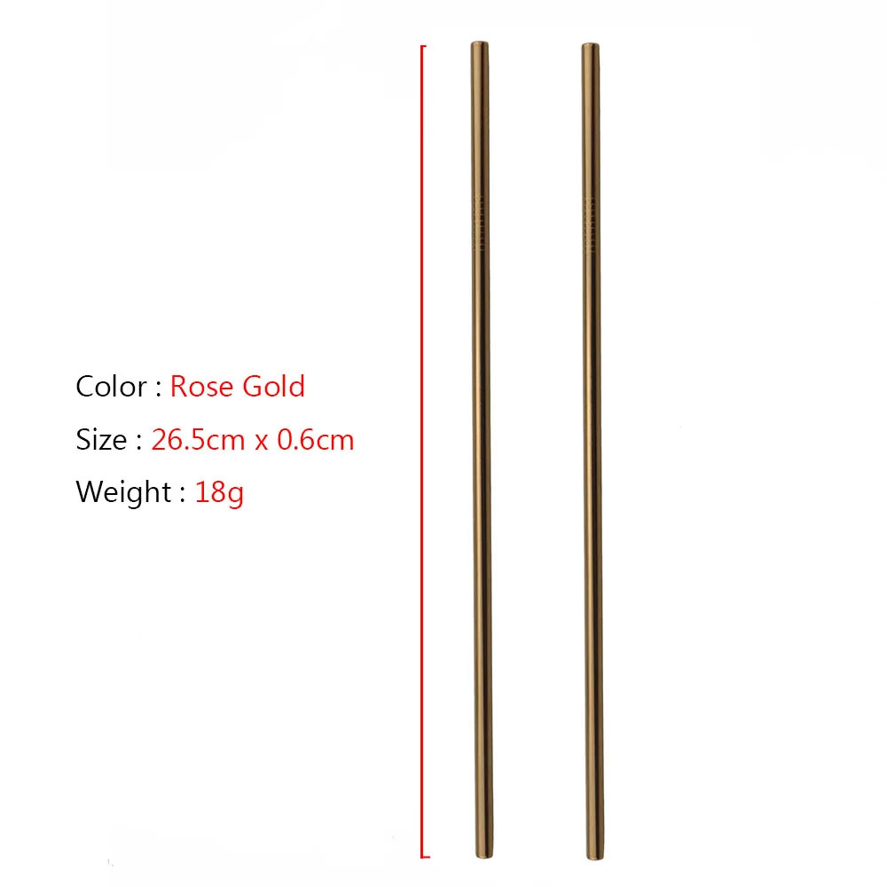 26.5cm Upright Rose JANKNG 2-шт многоразовые металлические трубочки для питья 304 нержавеющая сталь крепкая гнущаяся Вертикальная соломинка для напитков для кружек с чистящей щеткой - Цвет: 26.5cm Upright Rose