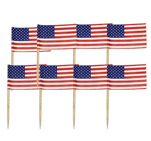 Мини флаг США бумажные пищевые палочки обеденные пирожные зубочистки украшения