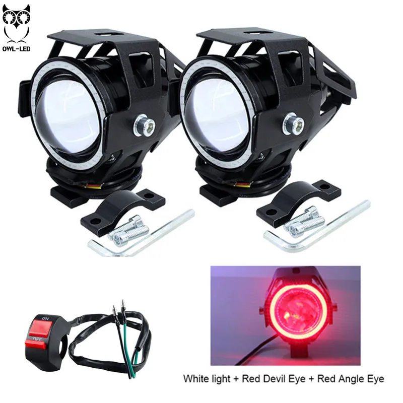 2 шт 125 W moto rcycle фар w/Ангел глаз дьявол 3000LM мото-прожектор U7 светодиодный вождения