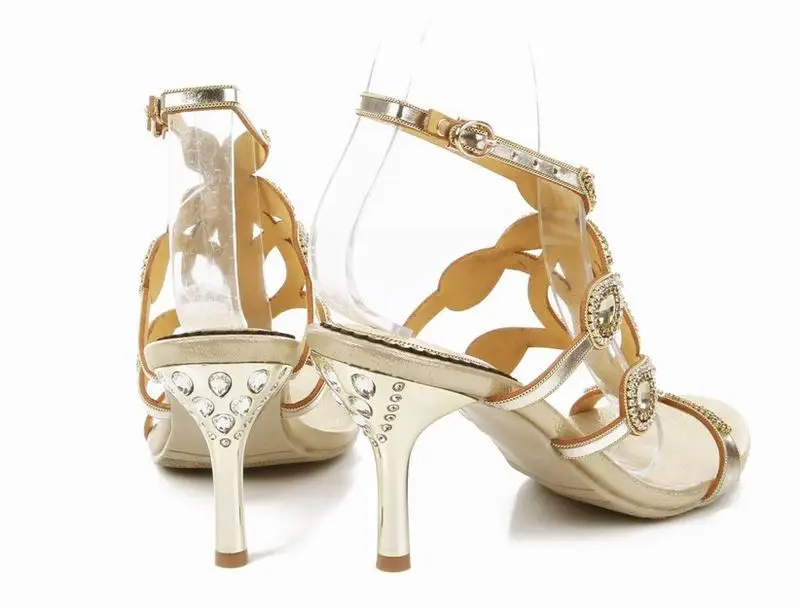 Женские летние сандалии гладиаторы на высоком каблуке с блестящими кристаллами