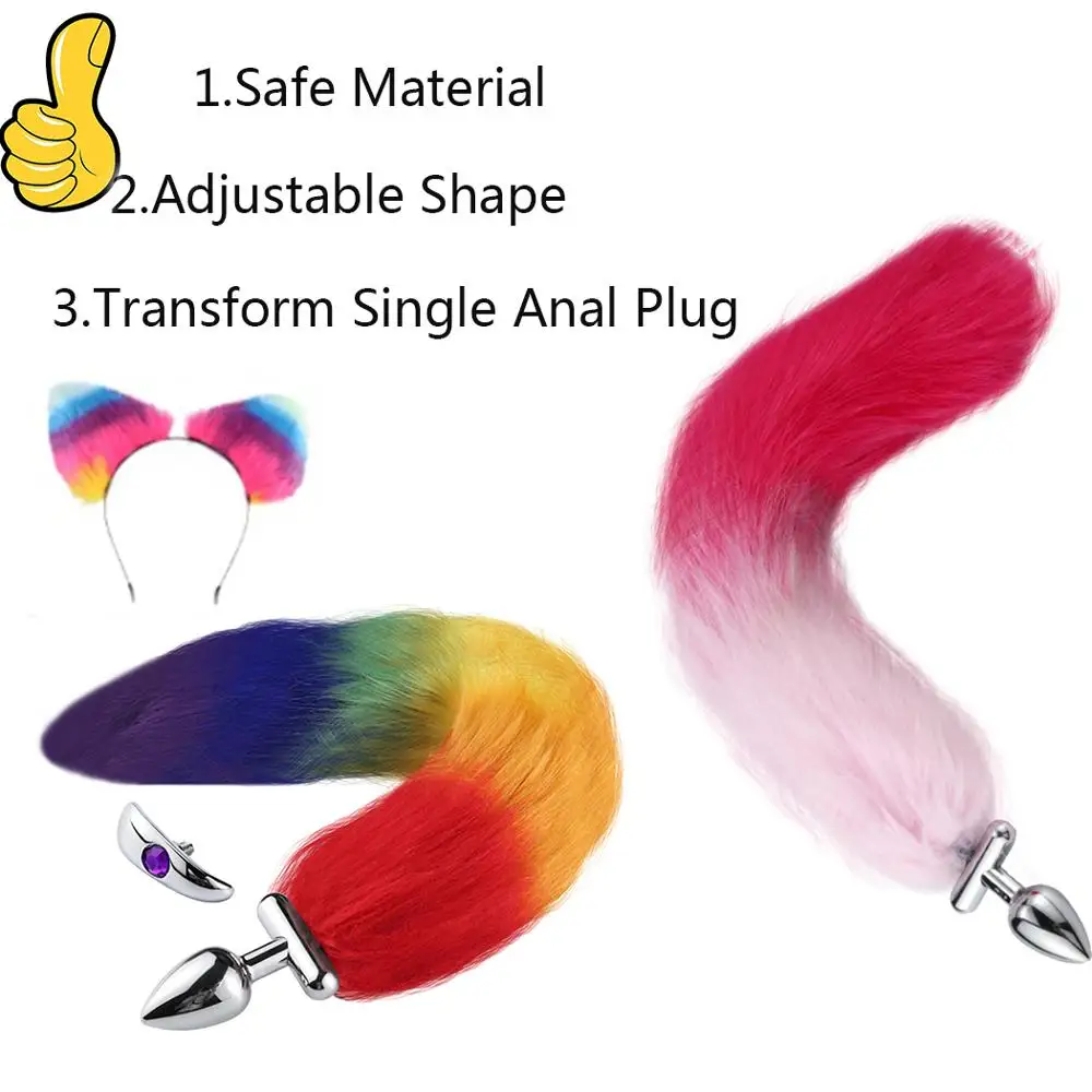 Metal Butt Anal Plug with Fox tail and cat ear Cosplay Erotic Accessories anal dildo Adult Sex Toys for women Couples bdsm games | Красота и