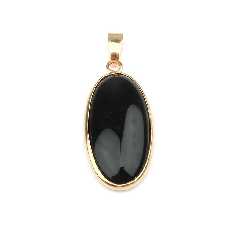 Black Agate Натуральный Камень Кулон овальной формы подвески агата лазурит амулеты Для Изготовление Ювелирных ожерелий 4*1,6*0,6 мм - Окраска металла: Black Agate