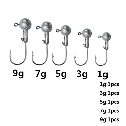 1g-3g-5g-7g-9g-1pcs 5 шт. Exposed открытый свинцовый джиг голова колючий рыболовный крючок рыболовные крючки для мягкой приманки anzol peche снасти - Цвет: 1g-3g-5g-7g-9g-1pcs